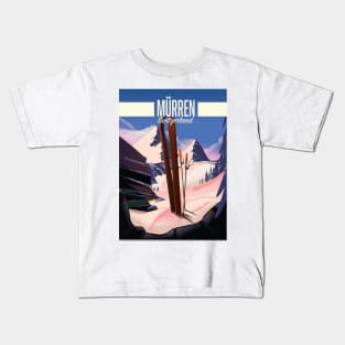 Murren Switzerland ski poster, Kids T-Shirt